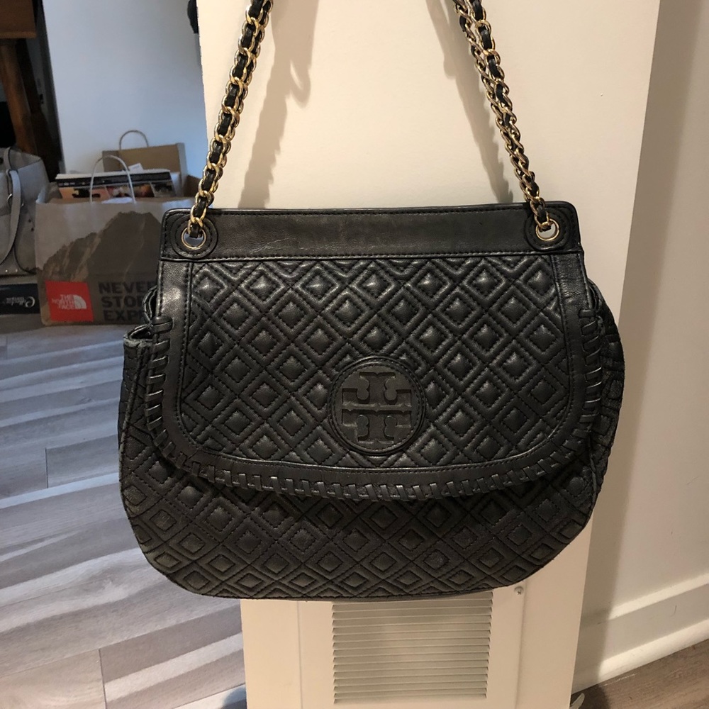 Tory Burch Black Marion Saddle Bag